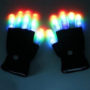 7 colors light show LED Gloves Rave Light Finger Lighting Flashing Glow Mittens(whole finger)