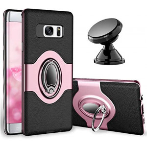 Samsung Galaxy S7 Edge Case - eSamcore Ring Holder Kickstand Cases + Dashboard Magnetic Phone Car Mount [Rose Gold]