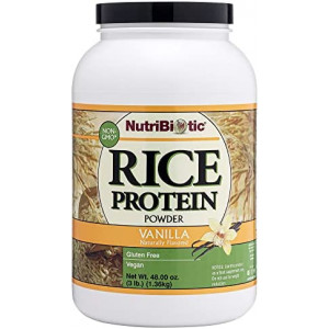NutriBiotic – Vanilla Rice Protein, 3 Lb (1.36kg) | Low Carb, Keto-Friendly, Vegan, Raw Protein Powder | Grown & Processed without Chemicals, GMOs or Gluten | Easy to Digest & Nutrient Rich