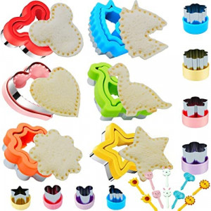 Uncrustables Maker, 24pcs Sandwich Cutter and Sealer Set, Sandwich Cutters for Kids, Uncrustable Sandwich Cutter, Decruster Sandwich Maker, Bread Cookie Cutters for Kids Lunch Box & Bento Box