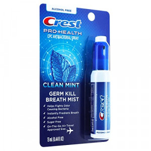 Crest Pro-Health | Portable Alcohol-Free CPC Antibacterial Mist with Clean Mint Flavor | Fights Odor-Causing Bacteria for Instant Fresh Breath - 1 Count (0.44oz) Breath Spray