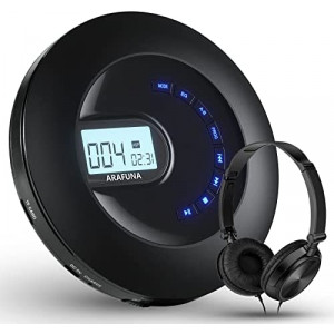 CD Player Portable, Rechargeable Portable CD Player for Car and Travel, Walkman CD Player with Headphone and Anti-Skip/Shockproof, Personal CD Player with LCD Display, AUX Cable, Backlight