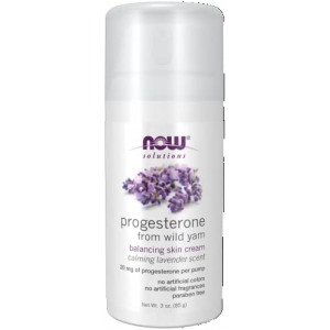 NOW Solutions, Natural Progesterone, Balancing Skin Cream with Lavender, 20 mg of Natural Progesterone Per Pump, 3-Ounce