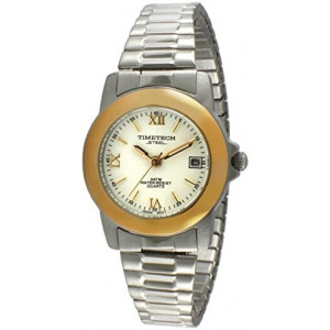 Timetech Women’s Two Tone Nurses Watch with Expansion Flex Stainless Steel Band with Calendar.