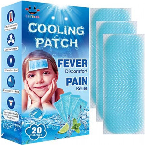 20 Sheets EasYeah Kid Fever Patches for Kids Fever Discomfort & Pain Relief, Cooling Relief Fever Reducer, Soothe Headache Pain, Pack of 20
