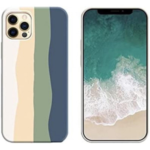 Oniuk Compatible for iPhone 11 Pro Max 6.5 inch Creative Cute Rainbow Green Stripe Line Soft Liquid Silicone Case [Drop Protection] [Shock-Absorbing Corners]
