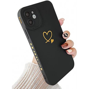 Skyseaco Compatible for iPhone 11 Case, Cute Plated Love Heart Cases for Women Girls with Anti-Fall Lens Camera Protection Soft TPU Shockproof Case for iPhone 11 (6.1 inch) - Black