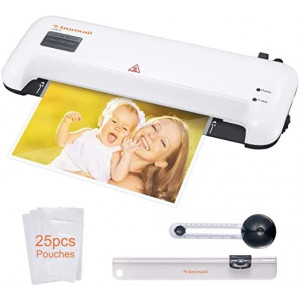 Thermal Laminator, Bonsaii A4 Laminating Machine for Home/Office/School, Quickly Heat Up 9 Inch Hot and Cold Lamination Machine, Includes 25 Laminating Pouches,Paper Trimmer and Circle Cutter (L409-A)