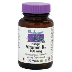 Bluebonnet Nutrition Natural Vitamin K2 100 mcg Vegetarian Capsules, 50 Ct
