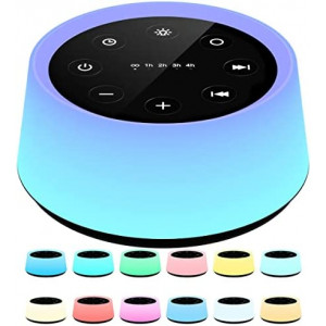 ColorsNoise Sound Machine and White Noise Machine with 30 Soothing Sounds with 12 Colors Baby Night Light with Memory Function (T-Black)