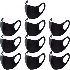 10PCS Black Face Mask Covers with Elastic Ear Loop Cover Full Face Anti-Dust, Unisex, Washable, Breathable, and Reusable (Adults)