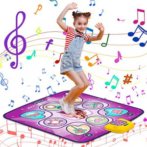AIPIN Dance Mat Dance Mat Toy for Kids Ages 3-10,Musical Play Mats Pink Dance Mat with 5 Game Modes Including 3 Challenge Levels, Adjustable Volume LED Lights, for 3-10 Year Old Girls