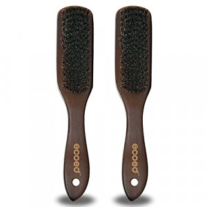 ecoed 2 Pack Boar Bristle Hair Brush, Beard/Barber Brush, Natural Boar Bristle Brush with Wood Handle, Soft Hair Brushes for Women Men and Kids, Great for Thin and Fine Hair, Adds Shine and Improves Hair Texture