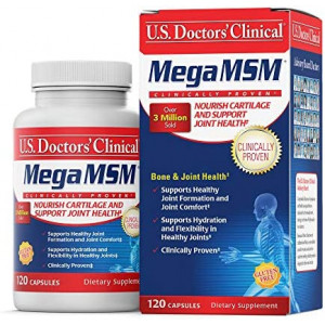 U.S. Doctors’ Clinical Mega MSM Daily Support for Joint Comfort & Movement with Vitamin C, Collagen, and Neem to Promote Cartilage, Tendon, Ligament Health (1 Month Supply – 120 Capsules)