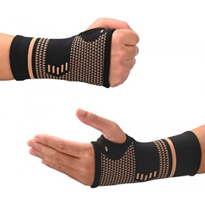 Wrist Brace for Carpal Tunnel Relief, Wrist Compression Glove Wrist Support Sleeves (Pair), Fit for Tendonitis, Golf, Yoga, Arthritis, Wrist Sprain, Copper-Infused Nylon Breathable and Sweat,Medium