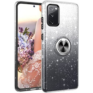 Samsung Galaxy S20 FE 5G Case,NCLcase Bling Sparkly Glitter Cute Phone Case for Women Girls with Kickstand,Slim Fit Drop Protection Shockproof Cover for Samsung Galaxy S20 FE 6.5 Inch - Black