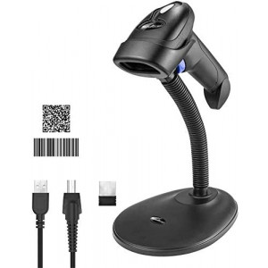Wireless 1D 2D Barcode Scanner with Stand, NetumScan Portable Automatic QR Code Scanner Supports Screen Scan Handheld CMOS Image Bar Code Reader with USB Receiver for Warehouse POS and Computer