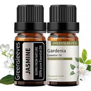 Gardenia Jasmine Essential Oil Set, 100% Pure Aromatherapy Oils for Diffuser, Humidifier, Massage - 2 x 10ml