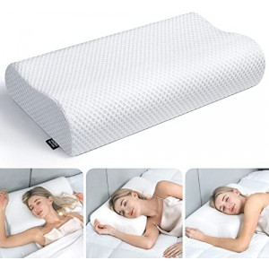 Osteo Adjustable Memory Foam Pillow with 6 Available Height, No Smell Neck Pillows for Pain Relief, Cervical Bed Pillows for Sleeping, Orthopedic Contour Pillow Support for Back Stomach Side Sleepers