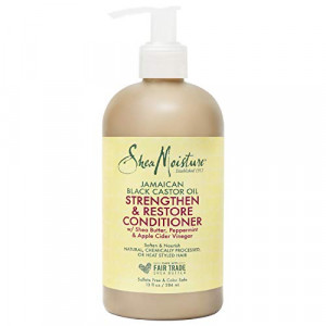 SheaMoisture Strengthen and Restore Rinse Out Hair Conditioner to Intensely Smooth and Nourish Hair 100% Pure Jamaican Black Castor Oil with Shea Butter, Peppermint and Apple Cider Vinegar 13 oz