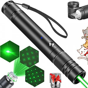 Green Laser Pointer High Power, High Power Laser Pointer Long Range Green High Power Laser Light Pointer Toys Strong Lazer Pointer for Teaching Outdoor Hunting USB Rechargeable Laser Pointer Pen