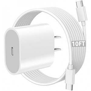iPad Pro Charger [Apple Mfi Certified] 20W USB C Charger with 10ft USB C to C Charging Cable for iPad Pro 12.9, iPad Pro 11 inch 2021/2020/2018, iPad Air 5th/4th Generation, iPad Mini 6