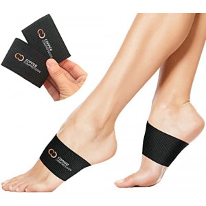 Copper Compression Copper Arch Support - 2 Plantar Fasciitis Braces/Sleeves. Foot Care, Heel Spurs, Feet Pain Relief, Flat & Fallen Arches, High Arch, Flat Feet. (1 Pair Black - One Size Fits All)