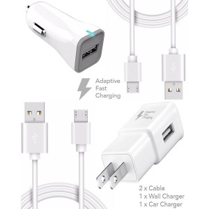 Ixir ZTE Open C Charger Micro USB 2.0 Cable Kit by Ixir - {Wall Charger + Car Charger + 2 Cable} True Digital Adaptive Fast Charging uses dual voltages for up to 50% faster charging!