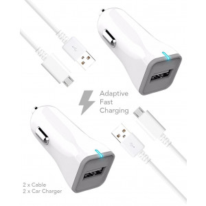 Ixir Samsung Galaxy Young 2 Charger Micro USB 2.0 Cable Kit by Ixir (Car Charger + Cable) True Digital Adaptive Fast Charging uses dual voltages for up to 50% faster charging!