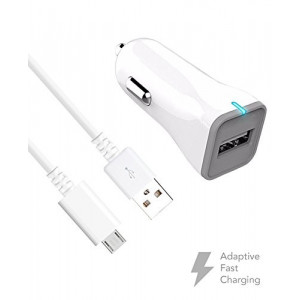 Ixir Samsung Galaxy Mega 6.3 Charger Micro USB 2.0 Cable Kit by TruWire {2 Car Charger + 2 Micro USB Cable} True Digital Adaptive Fast Charging uses dual voltages for up to 50% faster charging!