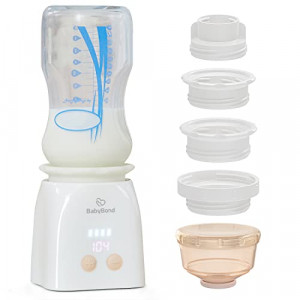 Baby Bottle Warmer BabyBond Portable Bottle Warmer with 4 Adapters Rechargeable Travel Bottle Warmer Cordless for Baby Milk Breastmilk with Precise Temperature Control and Automatic Shut-Off