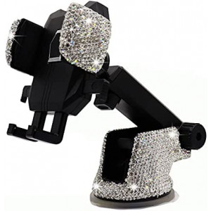 Bling Car Phone Mount Holder,Shiny Crystal Rhinestone Phone Stand for Women and Girls, Car Accessories for Windshield Dashboard,Compatible with iPhone and Most Cellphones…