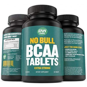 BCAA Tablets - 120 Pills, Extra Strong 1000mg Per Tablet - 2:1:1 Branched Chain Amino Acid Ratio Supplement - Non-GMO Natural Ingredients - by Raw Barrel