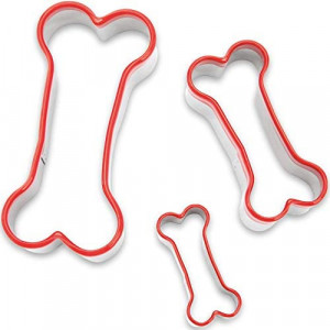3 Pieces Dog Bone Cookie Cutters Set, Dog Treats Cookie Cutter, Dog Bone Shapes Cutters, Homemade Dog Biscuit Treats Cutters, Coated with Soft PVC for Protection, 2.4" 3.2'' 3.9''