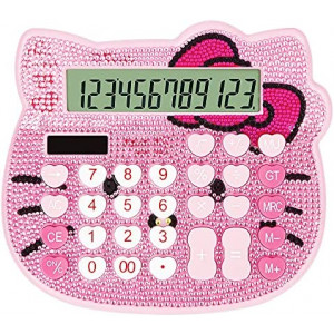 Women Calculators,BREIS Creative Cute Solar Energy Calculator, 12 Digit Large LCD Display, Handheld for Daily and Basic Office, Pink (Pink+Pink)