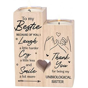 Double-Sided Printing - to My Bestie Because of You I Laugh a Little Harder Thank You for Being My Unbiological Sisters Personalized Friendship Birthday Gift Bestie Friend Candle Holder Sister Candle