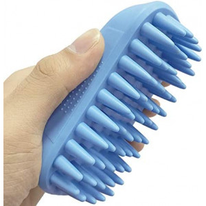Pet Silicone Shampoo Brush for Long & Short Hair Medium Large Pets Dogs Cats, Anti-skid Rubber Dog Cat Pet Mouse Grooming Shower Bath Brush Massage Comb (Blue ( New ))