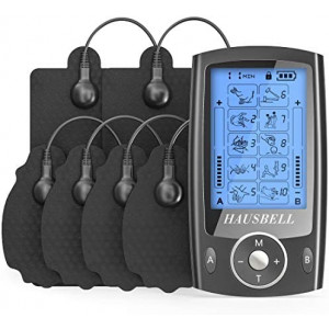 Hausbell Dual Channel TENS Unit 20 Modes Muscle Stimulator for Pain Relief Therapy, Electronic Pulse Massager Muscle Massager with 6 Pads with Exquisite Packaging Box (Black)