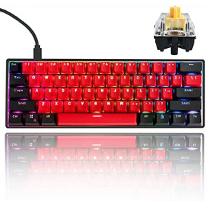 GTSP Gk61 SK61 60% Mechanical Keyboard, Custom Hot Swappable 60 Percent Gaming Keyboard with RGB Backlit, NKRO, Water-Resistant, Type-C Cable for Win/PC/Mac (Gateron Optical Yellow, Milan)