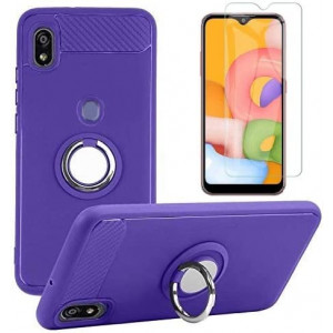 Screen Protector and Case for NUU Mobile X6 Plus (Verizon), Rotating Ring [Magnetic Car Mount] [360°Kickstand] Holder [Fashion] Soft TPU Protection Cover Case for NUU Mobile X6 Plus (Purple)