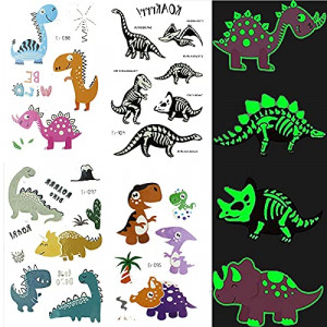 Luminous Dinosaur Temporary Tattoos for Kids,160 Styles (20 Sheets) Glow Dinosaur Decorations for Birthday Party Supplies Favors for Boys and Girls, Dinosaur Tattoos Stickers (Dinosaur)