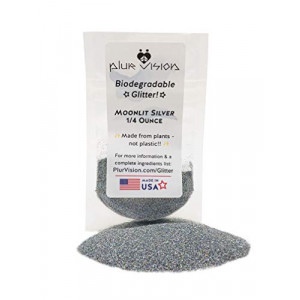Moonlit Silver Biodegradable Glitter 1/4 Ounce - Made from Plant Cellulose, Earth Friendly. Perfect for Body, Cosmetics, Crafts, DIY Projects. Can be Mixed with Lotions, Gels, Oils, Face Paint