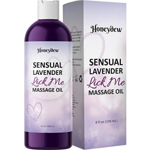 Lavender Sensual Massage Oil for Couples - Relaxing Couples Massage Oil with Sweet Almond Oil and Lavender Essential Oil - Highly Absorbent Non Greasy and High Glide Body Oil for Men and Women