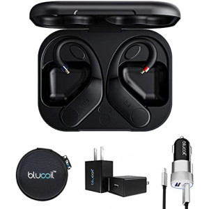 FiiO UTWS3 Bluetooth V5.0 aptX/TWS + Earbuds Hook MMCX Connector with Mic Support/30 Hours Playback Bundle with Blucoil Portable Earphone Hard Case, Micro USB Car Charger, and USB Wall Adapter