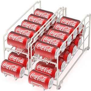 2 Pack - Simple Houseware Stackable Beverage Soda Can Dispenser Organizer Rack, White