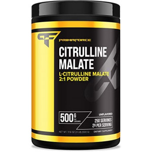 PrimaForce L-Citrulline Malate Powder, Unflavored Pre Workout Supplement, 500 grams - Energy Support, Aids Recovery, Enhances Strength Performance – Vegan, Non-GMO