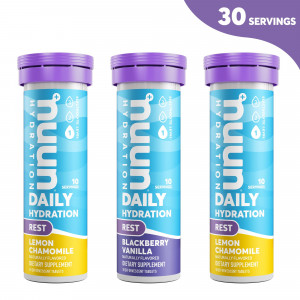 Nuun Rest, Rest and Recovery Electrolyte Drink Enhancer Mixed Flavor Tablets, Three, 10 Count Tube