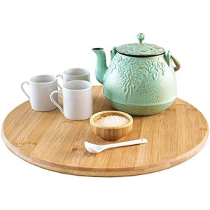 TB Home 14” Bamboo Lazy Susan Organizer for Kitchen, Turntable for Cabinet, Table or Pantry