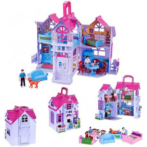 Liberty Imports My Sweet Home Fold and Go Pretend Play Mini Dollhouse with Furniture and Accessories