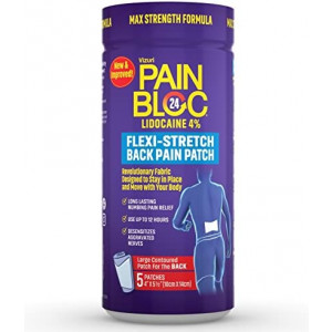 PainBloc24 Flexi-Stretch Adhesive Pain Patch for Backs - Topical Patches with Lidocaine 4% - Large Pain Patches -Maximum Strength Numbing Pain Relief for Back Pain, Shoulder Pain - 5 Large Patches